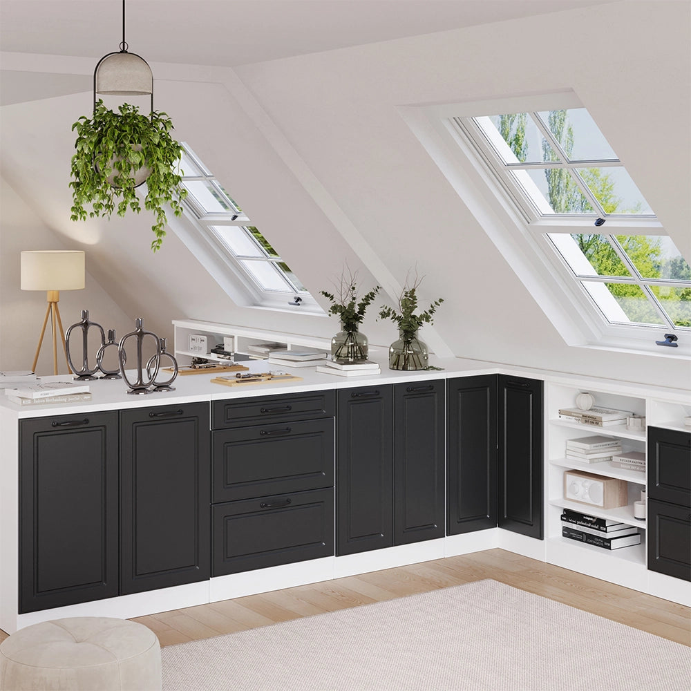 Mobile per mansarda Rion Antracite rustico/Bianco 60 x 83.8 cm senza inclinazione con 3 cassetti Vicco
