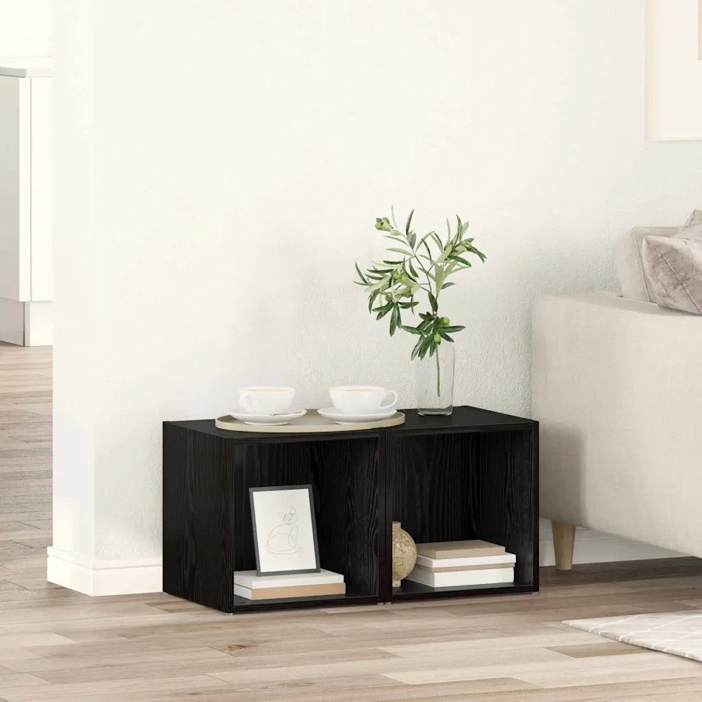 vidaXL Mobile TV 2 pcs Nero 37 x 35 x 37 cm Legno multistrato