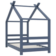 Giroletto per Bambini-Struttura Letto Bambini Grigio in Massello di Pino 70x140 cm 194959