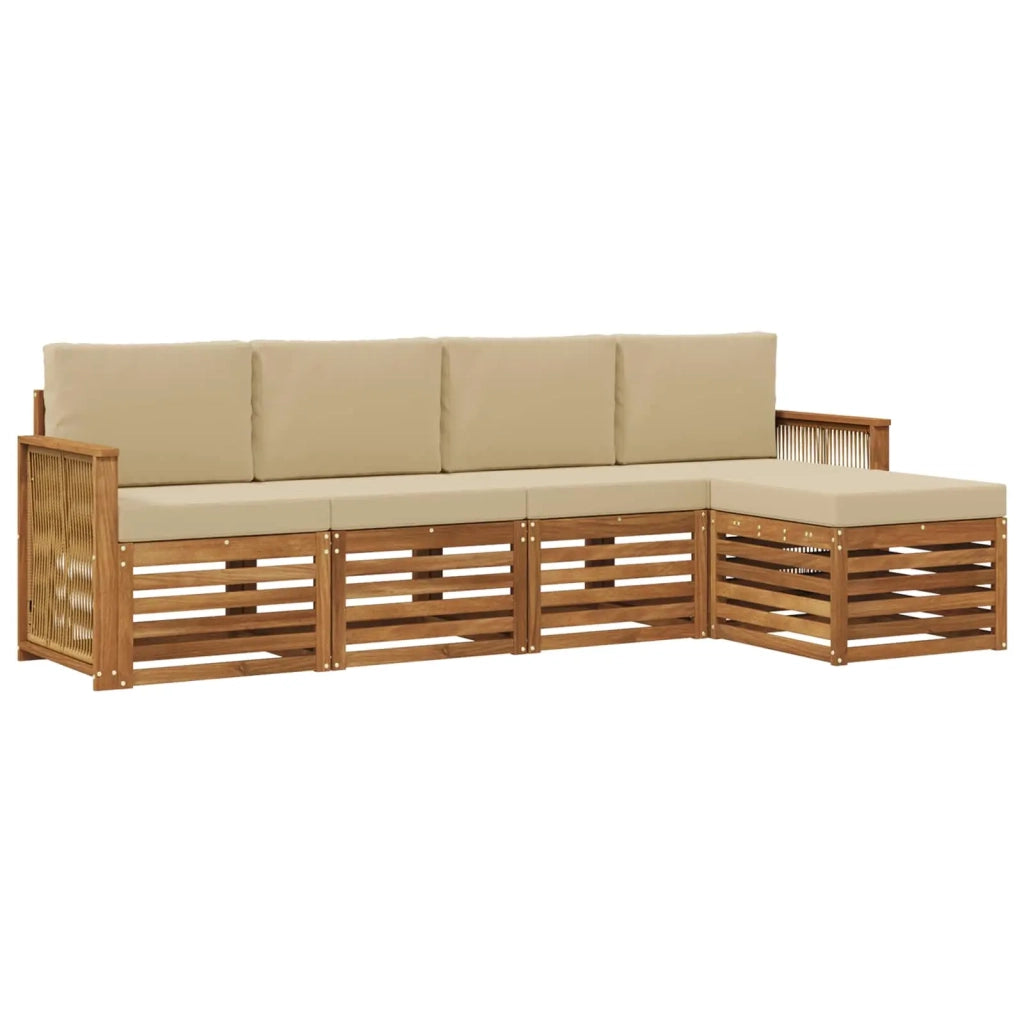 Set di divani da esterno 5 pz Naturale e Beige 3384239