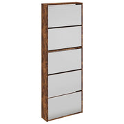 Scarpiera | Mobile per scarpe con Specchio a 5 Livelli Rovere Fumo 63x17x169,5 cm