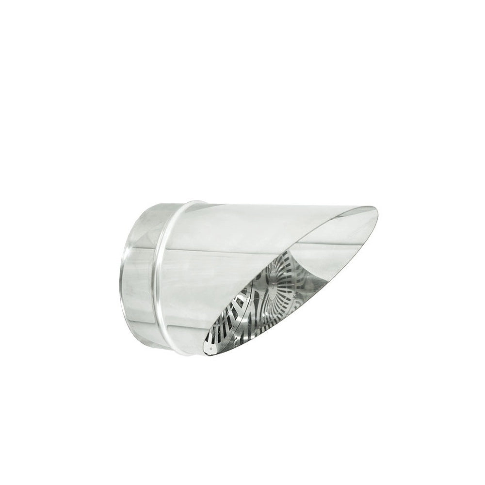 Fumaiolo da 80mm tipo a becco inox aisi 304 base tonda innesto m maschio