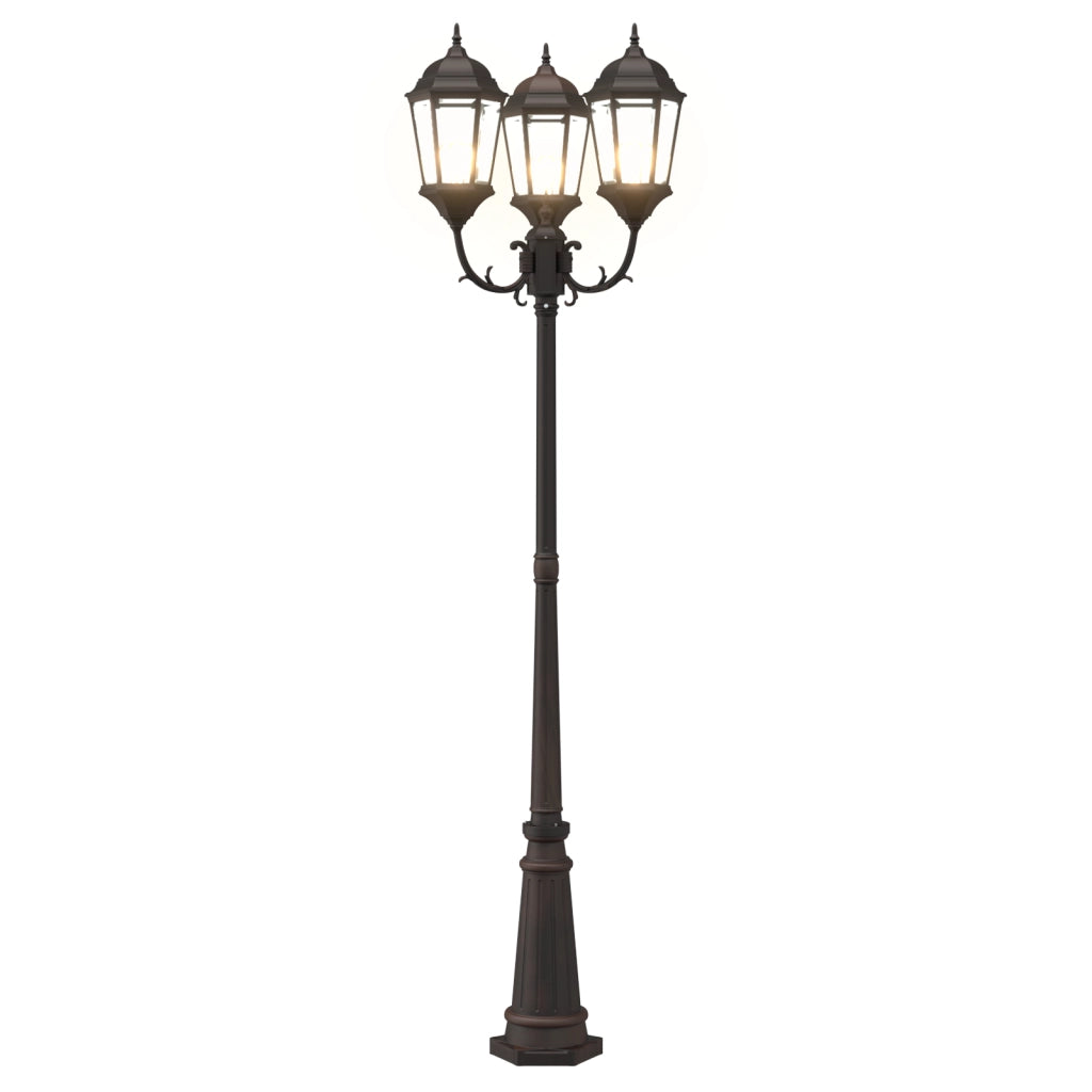 Palo da Giardino con 3 Lampade E27 Bronzo 235 cm Alluminio