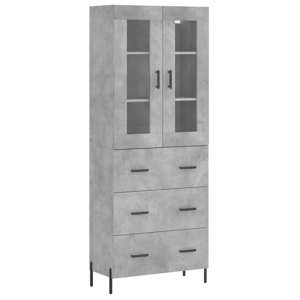 Credenza-Buffet-Armadio da cucina Grigio Cemento 69,5x34x180 cm in Legno Multistrato 422990