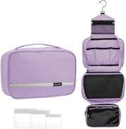 Borsa per Bagno Appeso con Grande Capacità per Uomo e Donna, Borsa per Trucco con 4 Compartimenti, Formato Pieghevole (Blu Scuro)