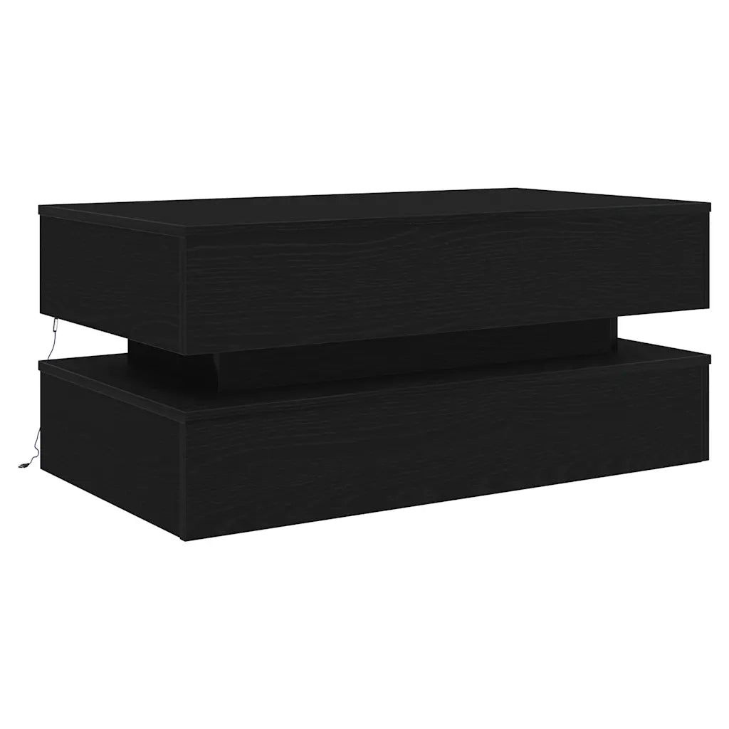Tavolino da salotto | Tavolino da caff¨¨ | Tavolino da Soggiorno con Luci LED Rovere Nero 90x50x40 cm