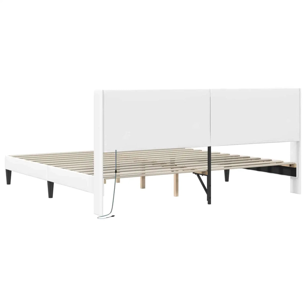 Struttura del letto con testiera Bianco 200 x200 cm Similpelle 42027992