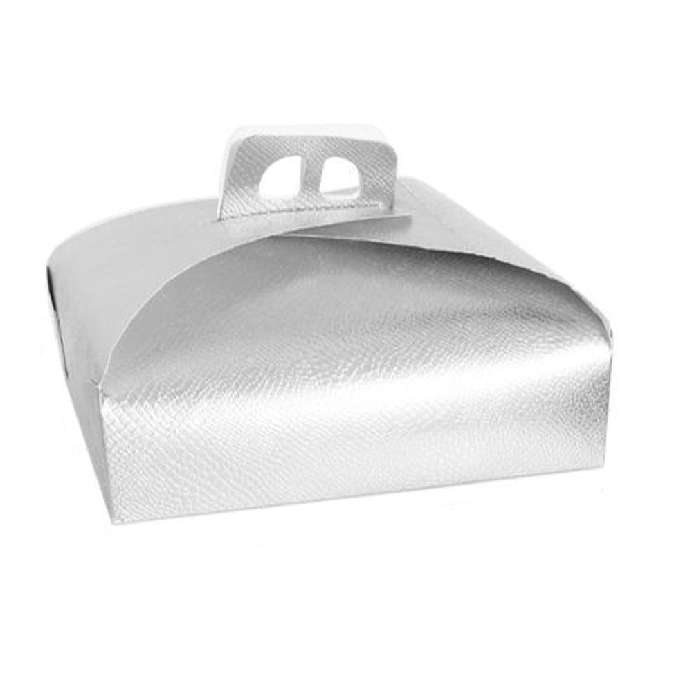Trade Shop - Set 3pz Scatola Porta Torta Argento 36x36 Cm Dolci Pasticceria Festa Party 58015 -