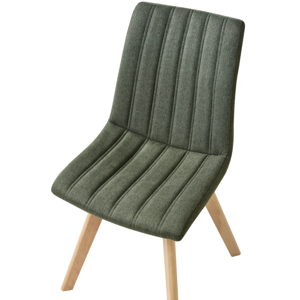 Set di 2 Sedie da Pranzo Tessuto verde scuro e Gambe in Legno Imbottitura verticale Schienale curvo