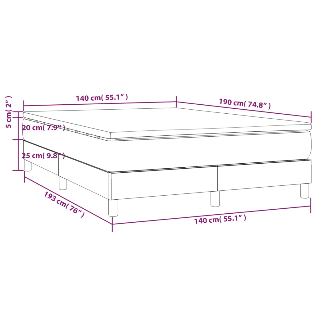 Giroletto a Molle con Materasso Grigio Scuro 140x190 cm Tessuto 3144070
