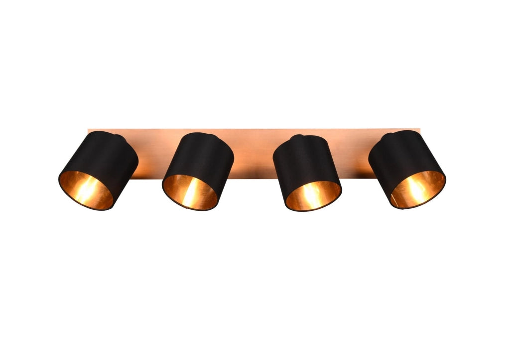 Spot da soffitto TOMMY RL nero/legno oro 4xE14 dimmerabile