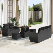 Set Divano da Giardino con cuscino 8 pcs Nero polyrattan 3363769