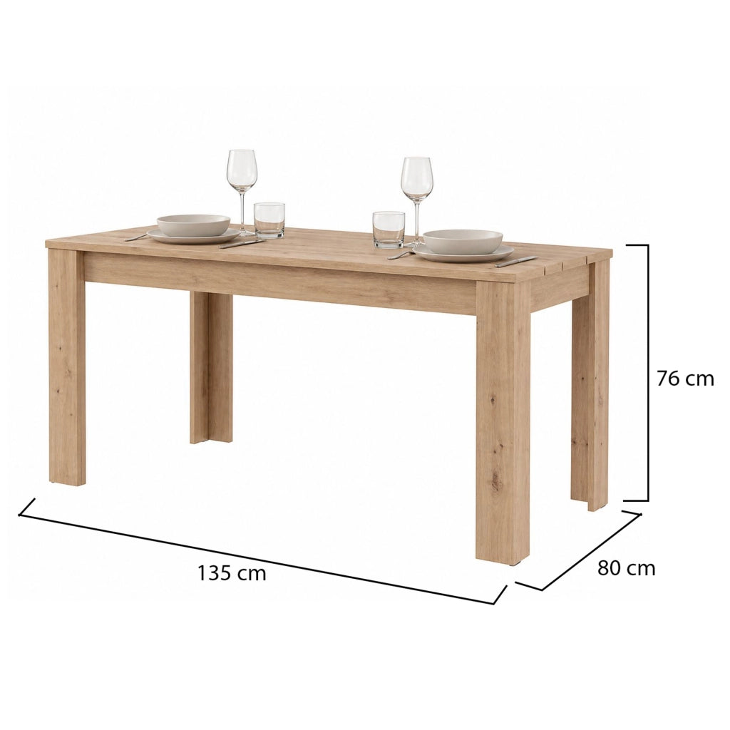 Luarca, Tavolo Fisso 6 Posti, 135x80x76h cm Marrone Rovere Nodi