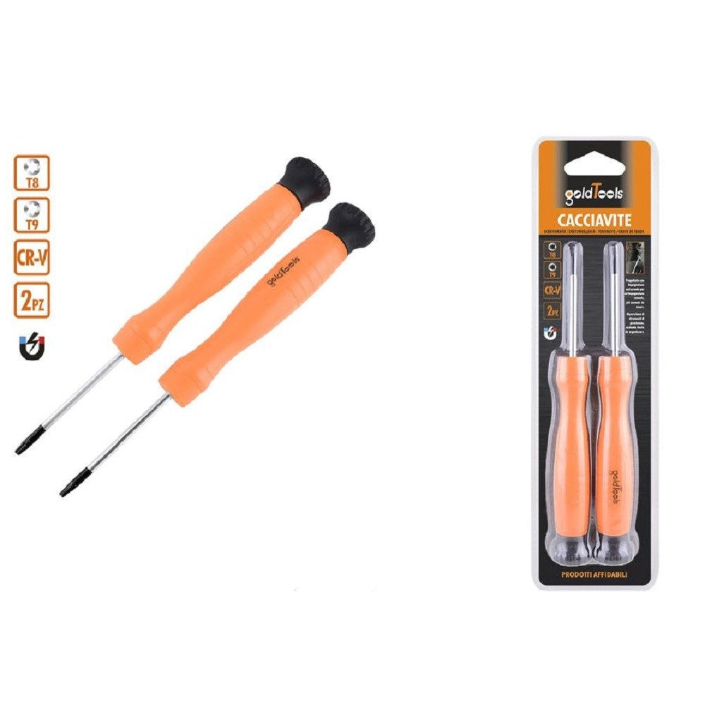 Trade Shop - Set 2 Pezzi Cacciavite Cacciaviti Con Punta Magnetica A Stella T8 T9 Cr-v 57025 -