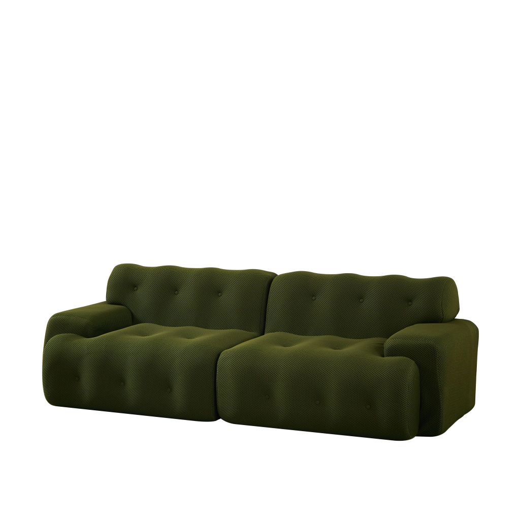Divano 2 Posti Cloud con Braccioli Larghi ¨C MINIMAL ¨C Verde, Velluto, Design Moderno
