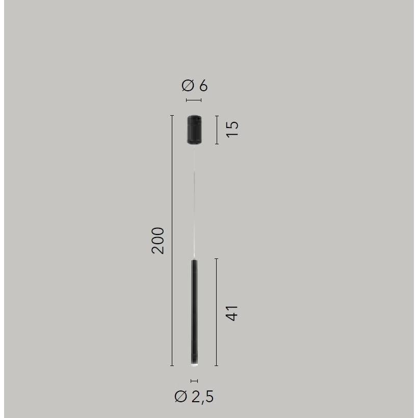 LAMPADARIO LED PYPE 5W D.6X200CM 3-4-6500K NERA.