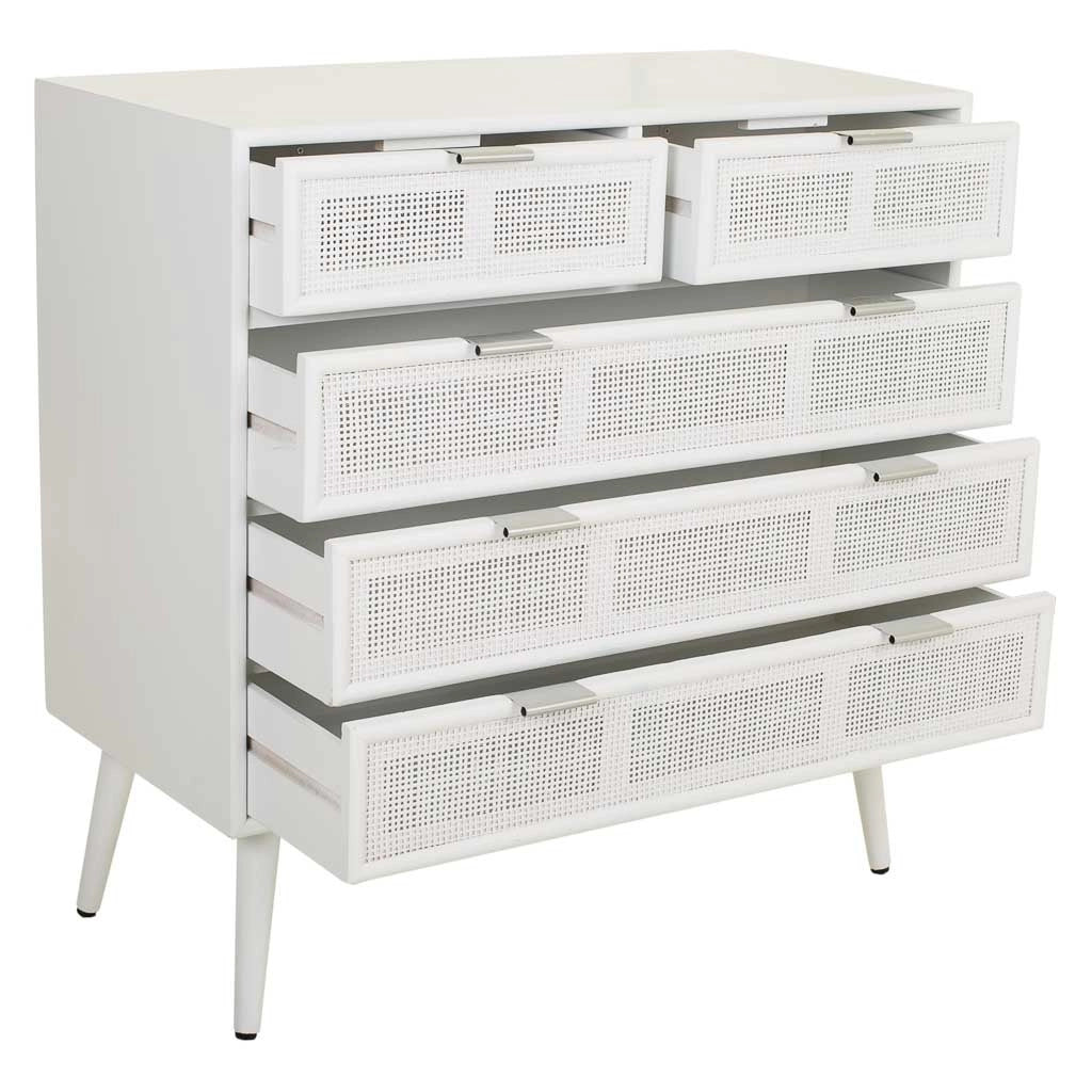 Cassettiera in legno e rete bianca 80x39,5x81h