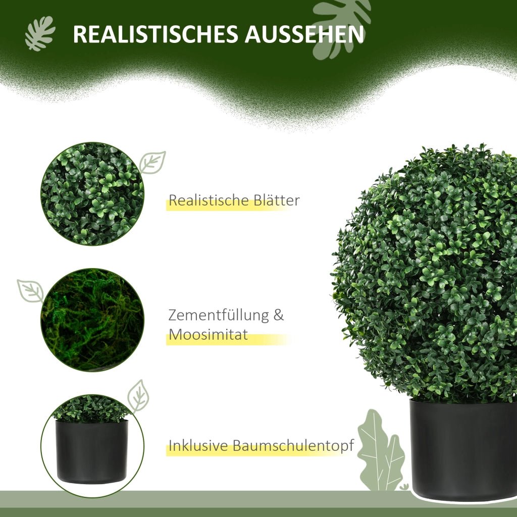 Piante artificiali, set da 2, piante artificiali resistenti ai raggi UV in vaso, cespugli di bosso da 52 cm per la decorazione di giardino e