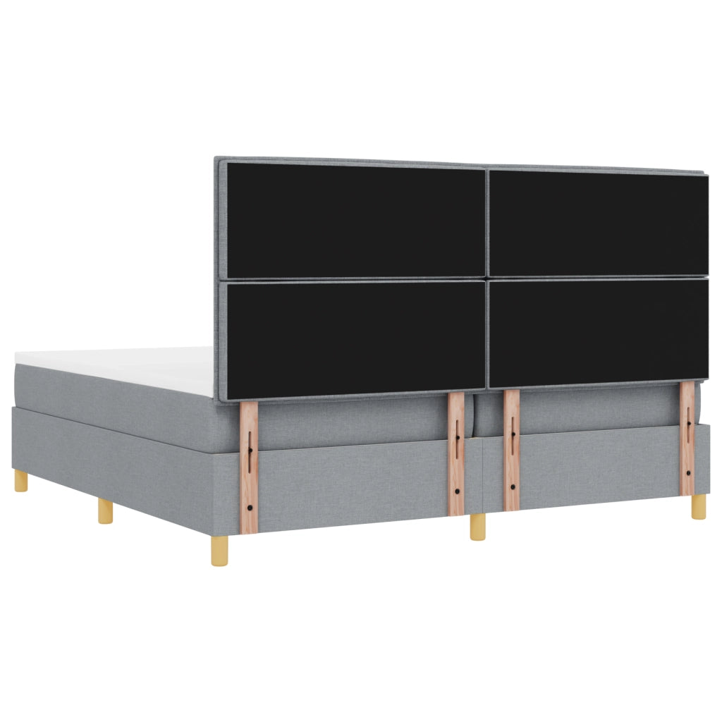 Letto con box spring e materasso con luce LED grigio chiaro 200x200 cm in tessuto