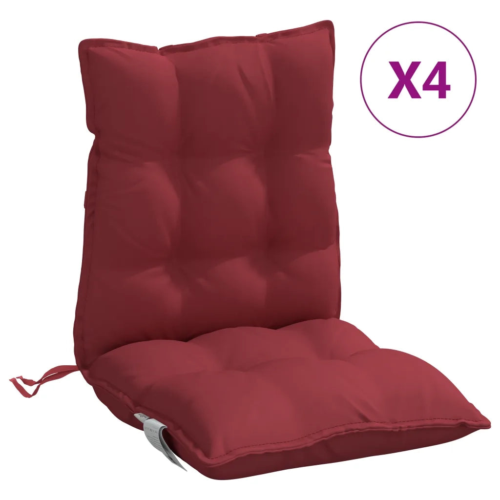 Cuscini per Sedia Schienale Basso 4pz Rosso Vino Tessuto Oxfordcod mxl 114906