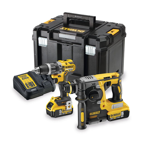 DeWalt DCK207P2T‑QW – Kit 18 V XR Brushless con Trapano Avvitatore + Tassellatore SDS‑Plus + 2 Batterie 5 Ah