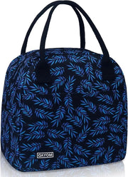 Borsa isolante riutilizzabile per donne - 10L termos con coperchio portatile a forma di foglia con stampa di piume - contenitore di picnic impermeabile per lavoro e scuola