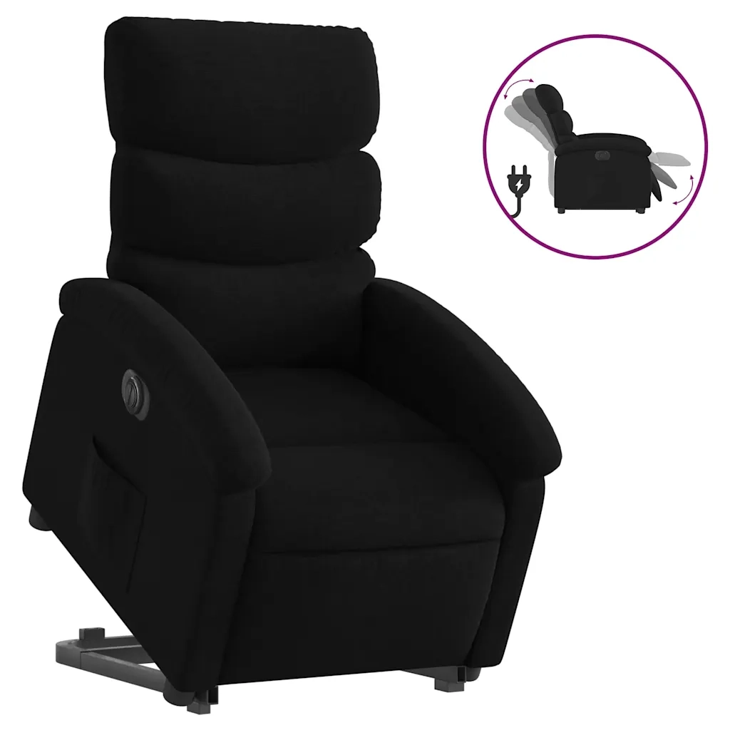 Poltrona | Sedia Relax Alzapersona Reclinabile Elettrica Nera in Tessuto