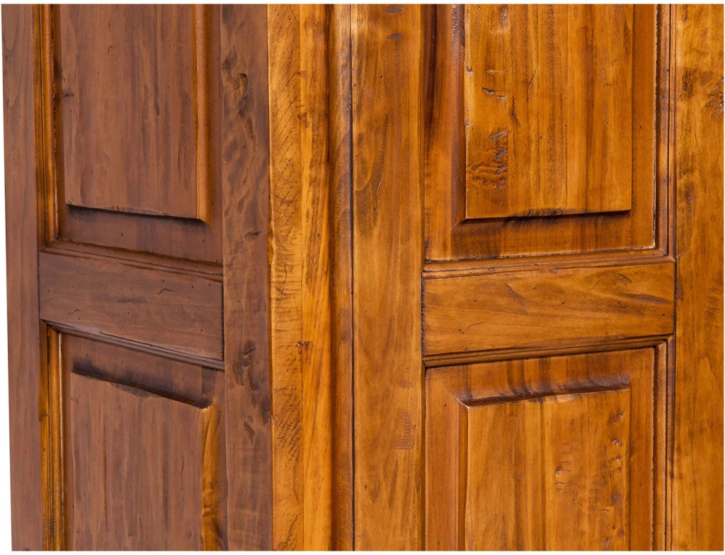 Biscottini Armadio Country in legno massello di tiglio finitura noce L100xPR50xH210 cm. Made in Italy