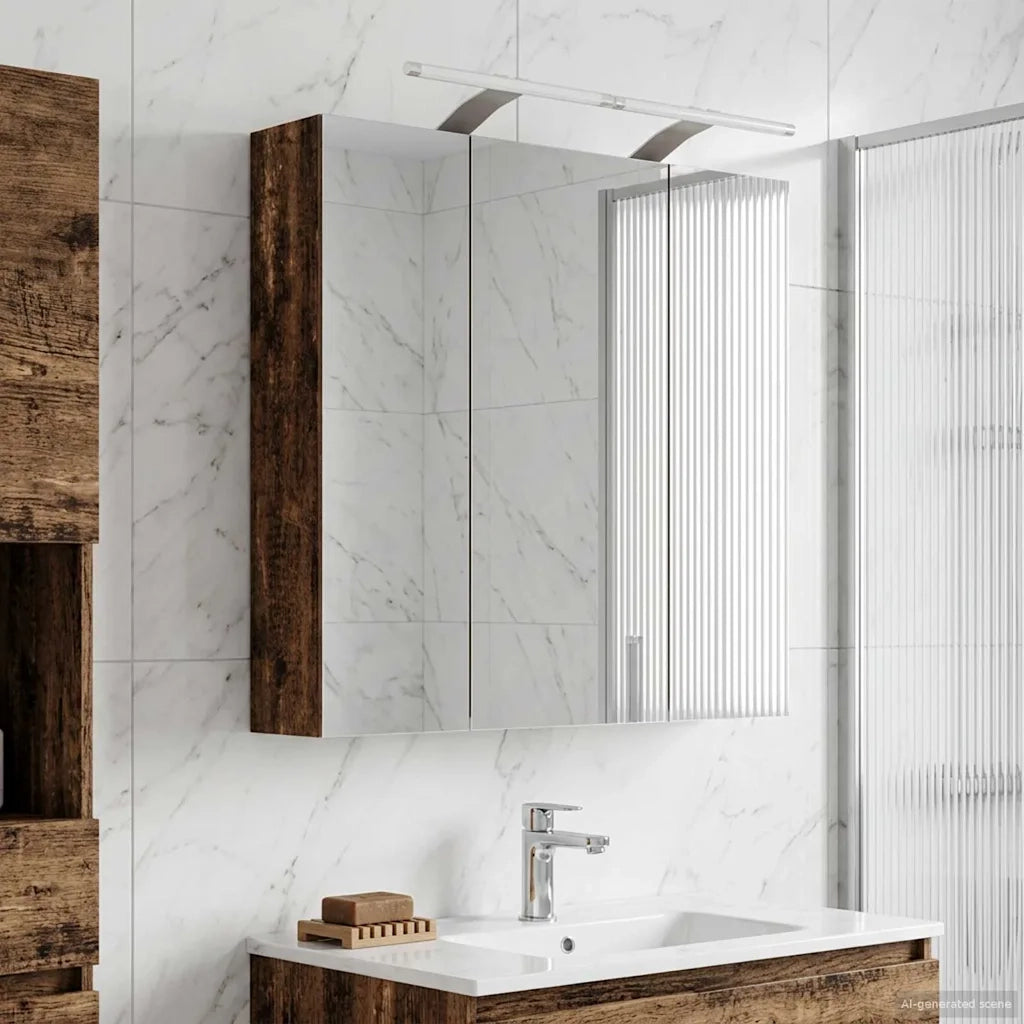 Mobiletto per specchio da bagno Legno vecchio 70 x 14,5 x 70 cm 889101