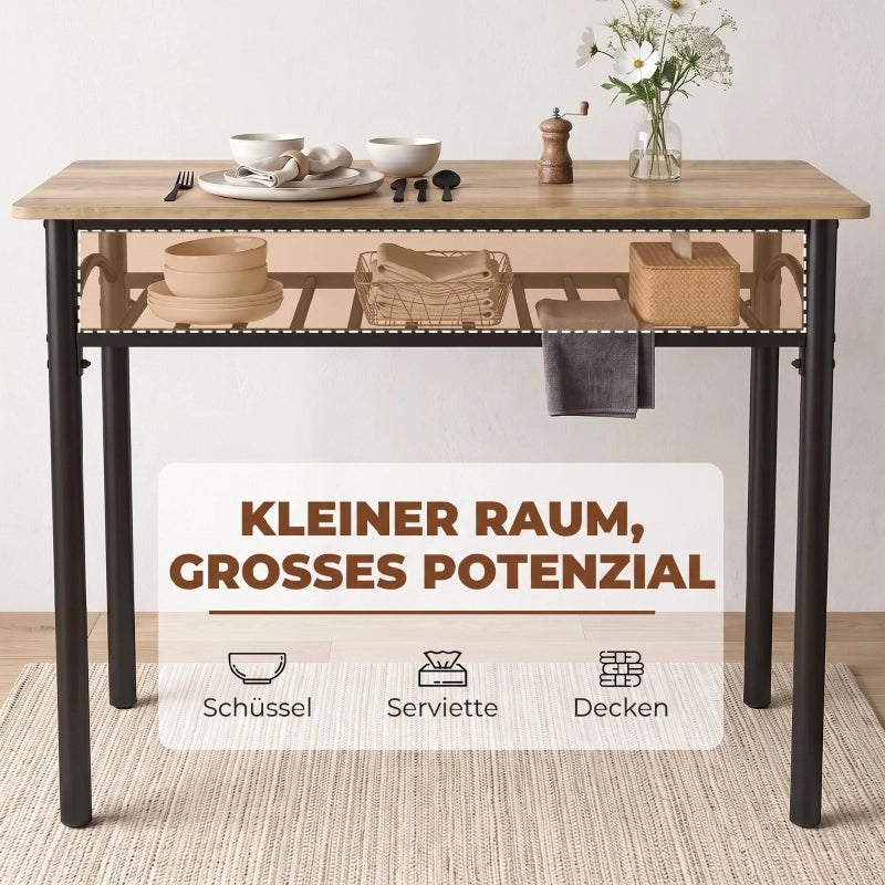 TAVOLO DA PRANZO Set da 4 pezzi 100x60 cm Effetto legno Marrone/Nero