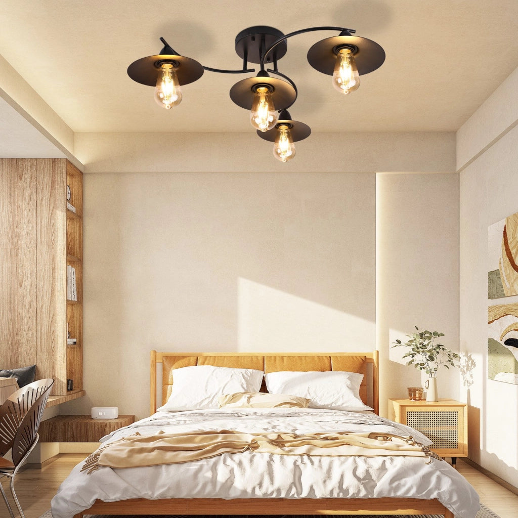ZMH Lampada da soffitto stile industriale retrò nero E27 per corridoio camera letto sala pranzo soggiorno interno