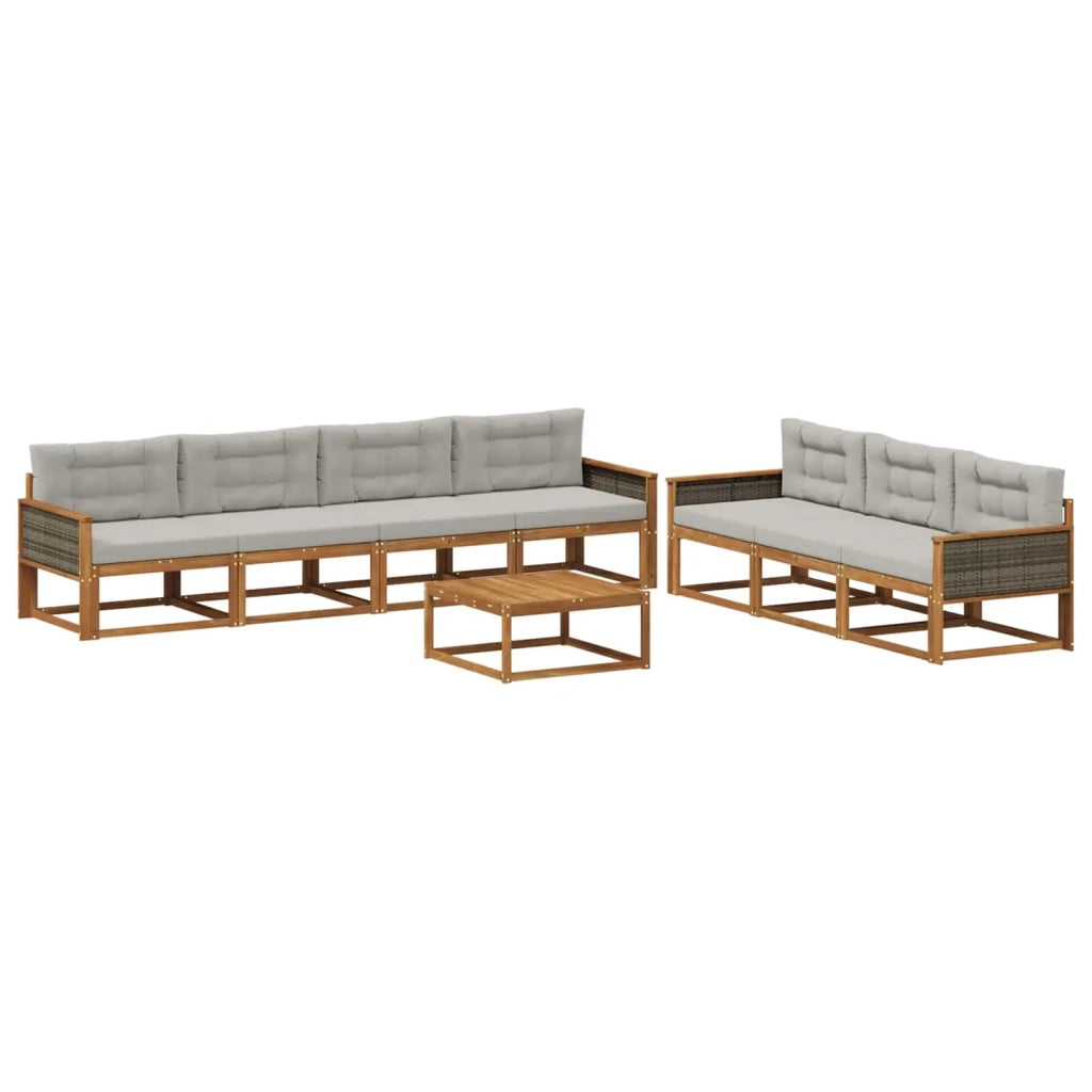 Set di divani da esterno 8 pcs Naturale e Grigio chiaro 3382399