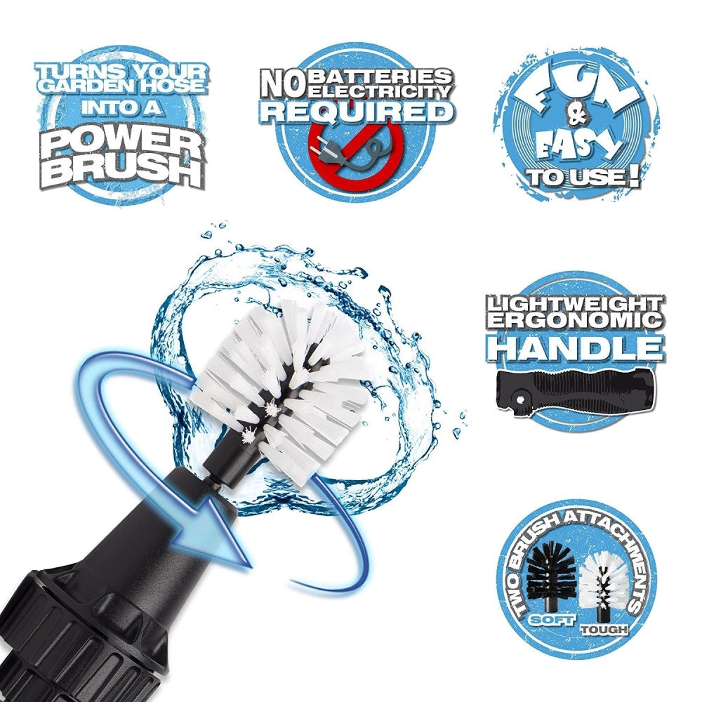 Trade Shop - Spazzola Rotante Acqua Pulisci Moto Auto Bicicletta Lavaggio Cerchioni Brushhero -