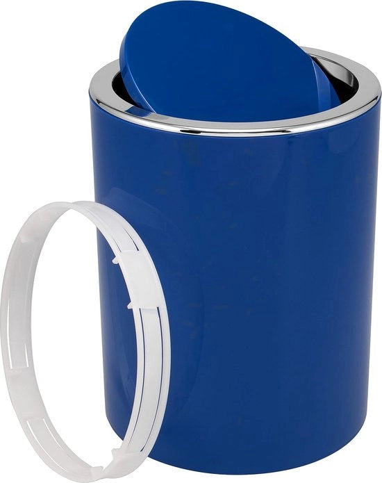Serie per bagno Savona - contenitore per cosmetici con coperchio a battente, vasca da bagno, contenitore per rifiuti, plastica (nero, rotondo)