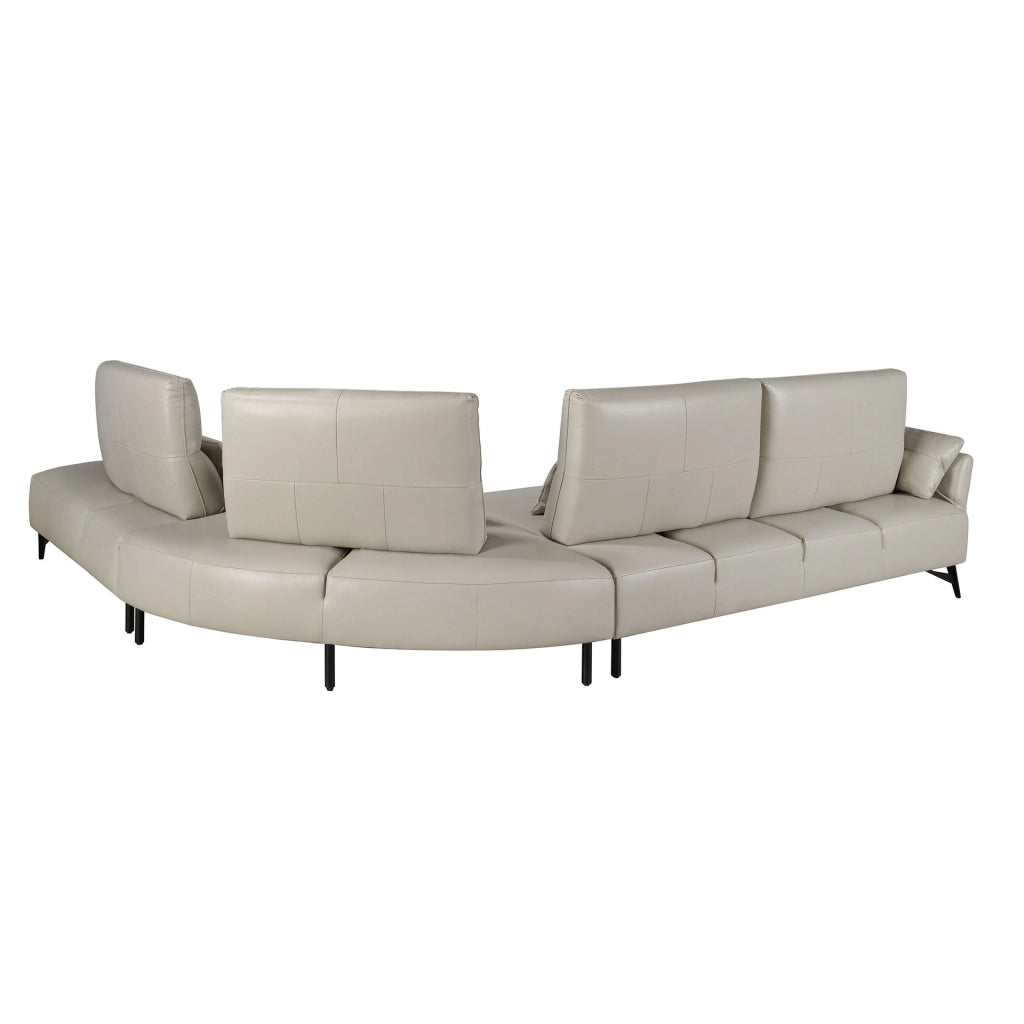 Divano chaise longue destro in pelle sabbia