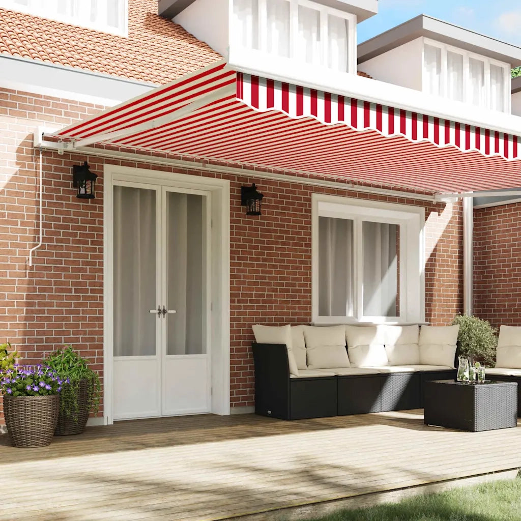 Tenda Retrattile Rosso e Bianco 500 × 300 cm Tessuto e Metallo 3331273