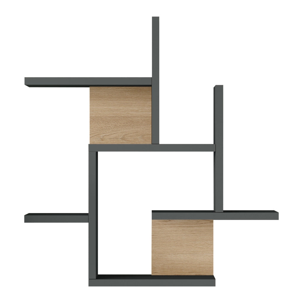 Scaffale da Parete Reyna Libreria da Muro 66 x 63 x 15 cm Antracite / Effetto Legno [en.casa]