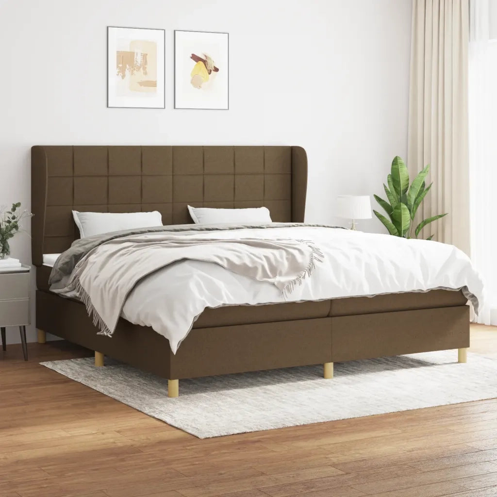 Giroletto a Molle con Materasso Marrone Scuro 200x200cm Tessuto 3128552