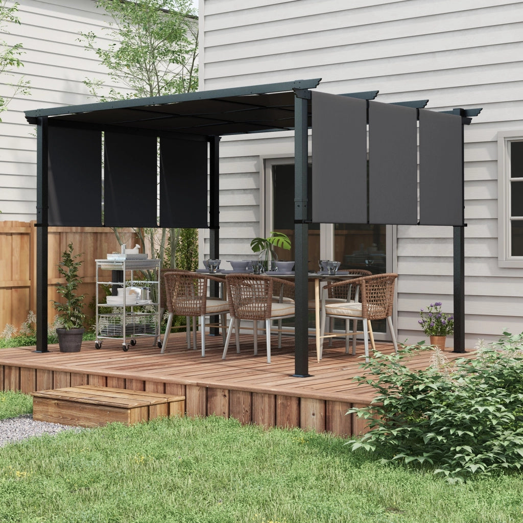 Gazebo Pergola 3x3.5 m ¨C Minimal ¨C Grigio Acciaio Poliestere Anti UV
