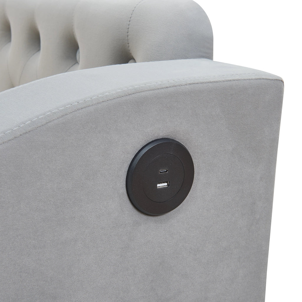 DESMIU Divano letto 90 × 190 cm 2 posti con USB, Type-C, vano portaoggetti, senza materasso, in velluto, grigio