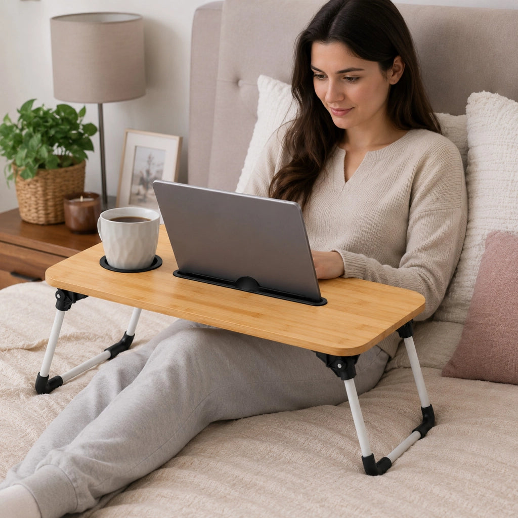 TAVOLINO VASSOIO LETTO DIVANO PC TABLET PIEGHEVOLE IN LEGNO COLAZIONE