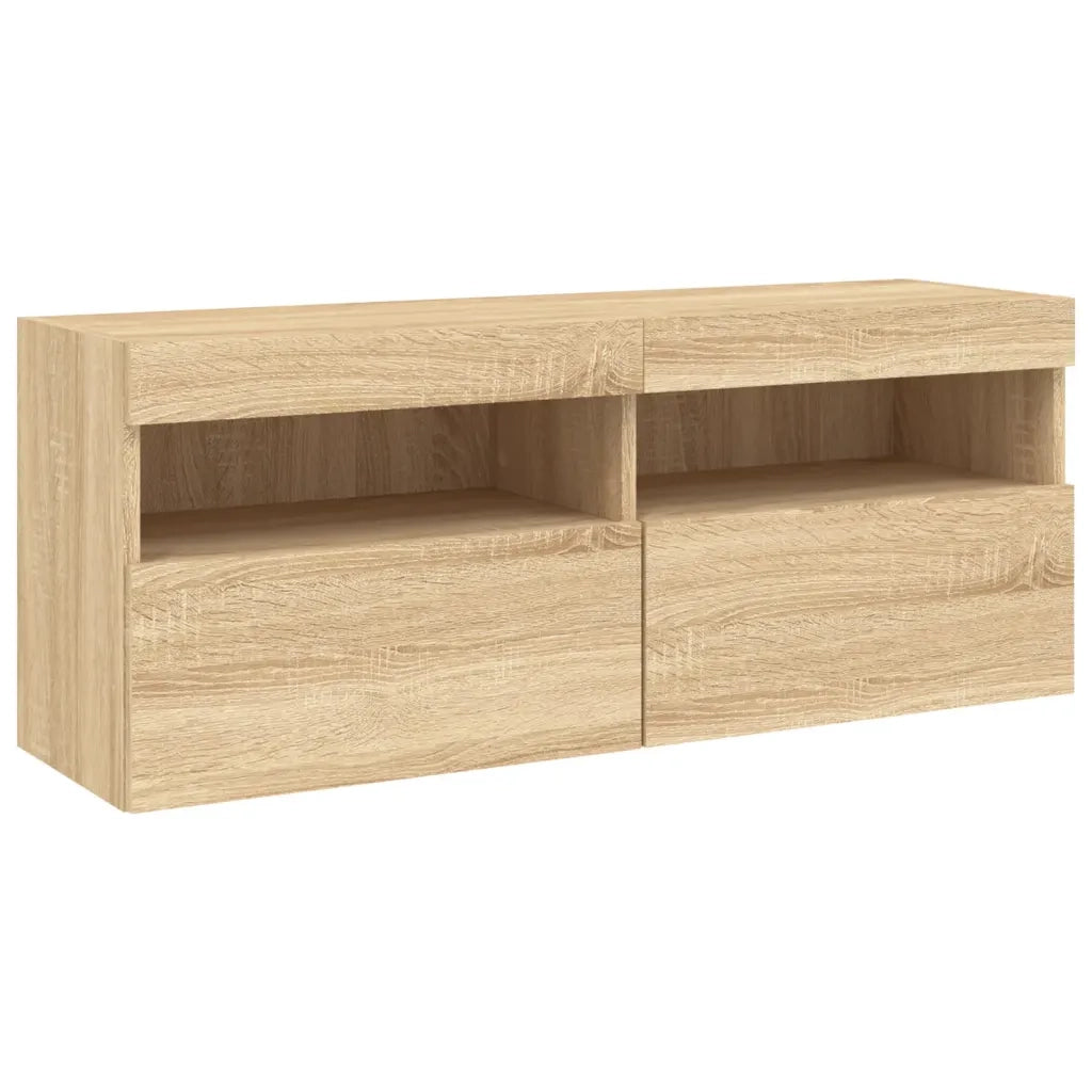 Mobile TV a Parete con Luci LED Rovere Sonoma 100x30x40 cm 837213