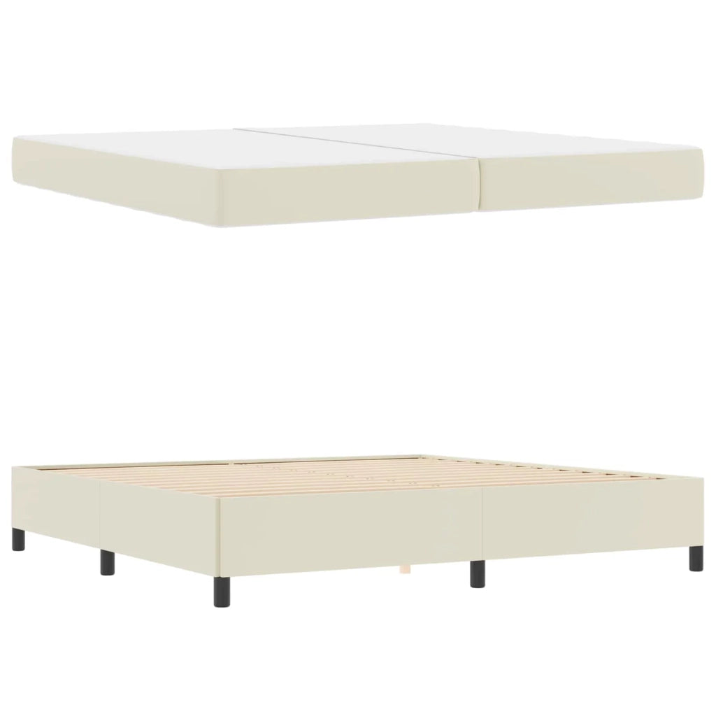 Struttura del letto con materasso Crema 200 x 200 cm Tessuto