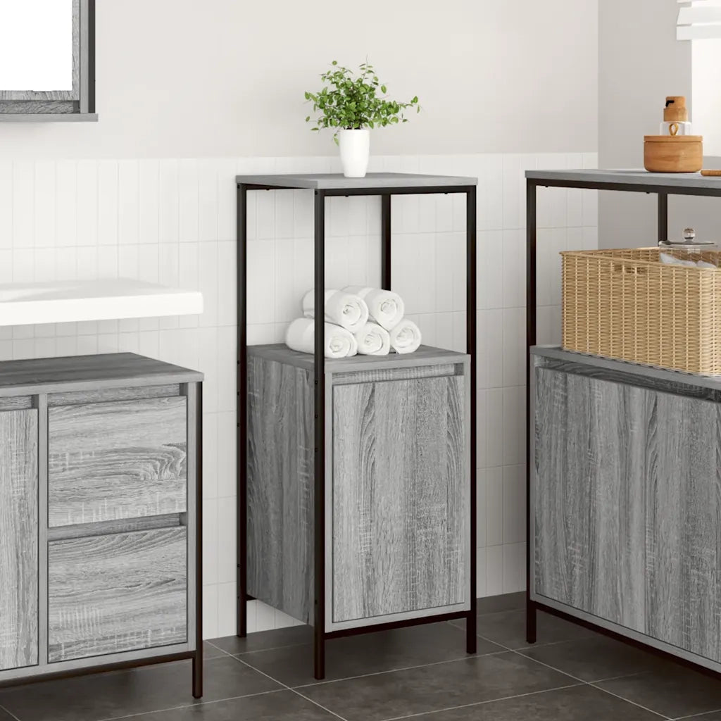 vidaXL Mobile da Bagno con Ripiani Grigio Sonoma 36x35x95 cm