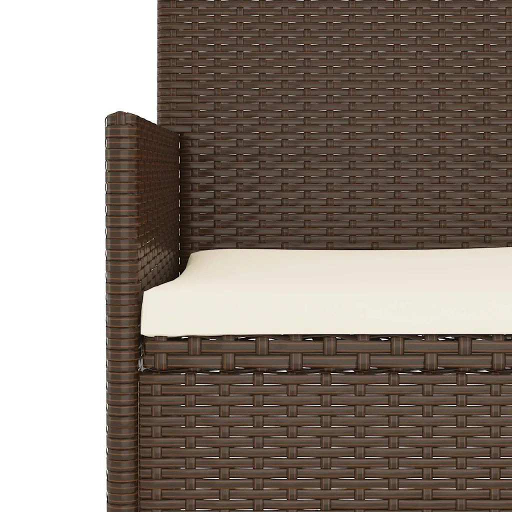 Panchina da Giardino | Panca da Giardino a 2 Posti con Cuscini in Polyrattan Marrone
