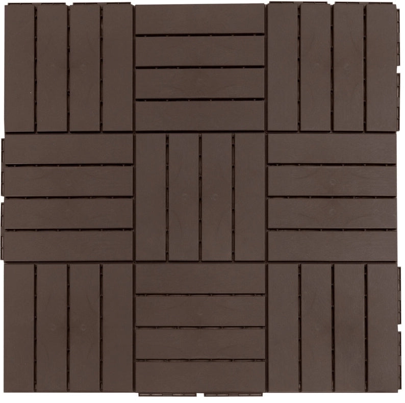 Piastrelle a incastro 30x30 cm marroni in PP riciclato, 9 pezzi