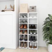 Scarpiere 2 pz-Set di 2 Scaffale per scarpe Bianche 27,5x27x102 cm in Legno Multistrato