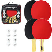 Tavolo da Ping Pong con 4 Racchette, 8 Palline e Custodia ¨C zephmum ¨C Rosso