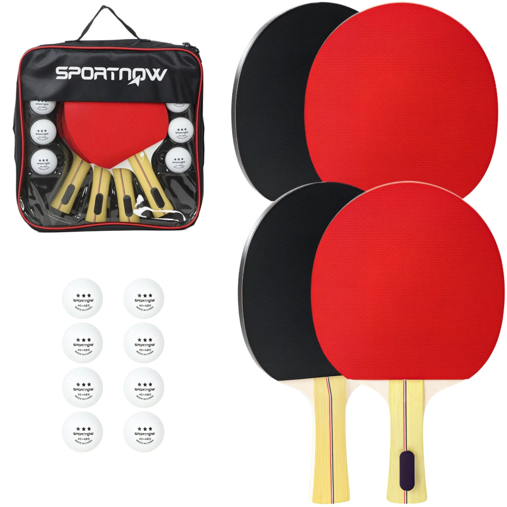 Tavolo da Ping Pong con 4 Racchette, 8 Palline e Custodia ¨C zephmum ¨C Rosso