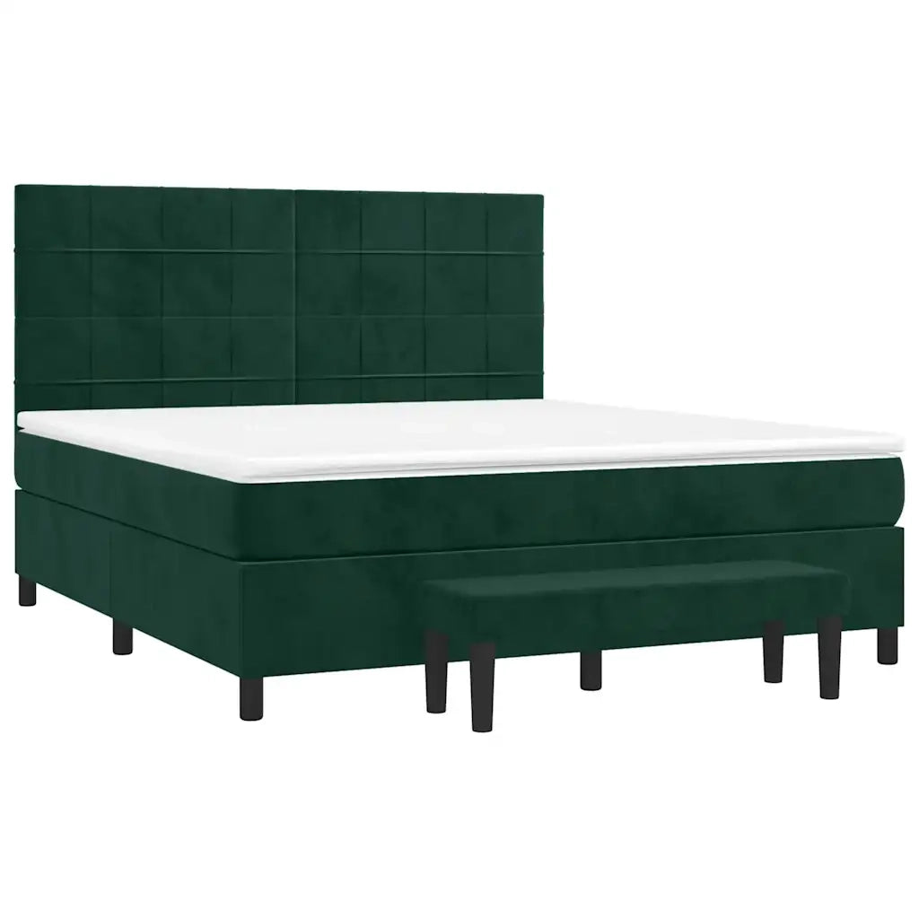 Giroletto a Molle con Materasso Verde Scuro 160x200 cm Velluto